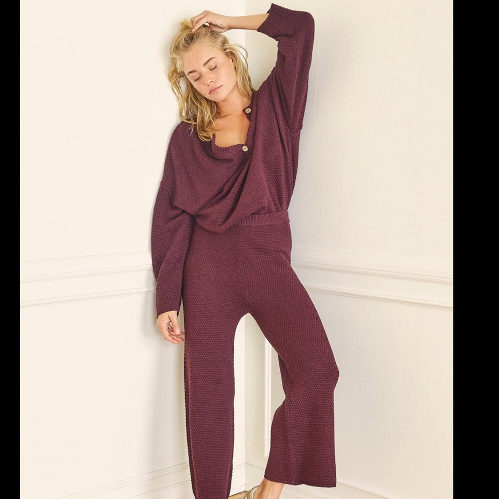 Free People Hailee Sweater Set - Deep Mulberry.